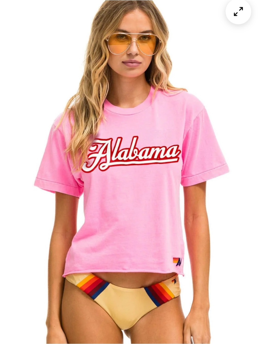 Alabama Bolt Script Logo Pink Women's T-Shirt